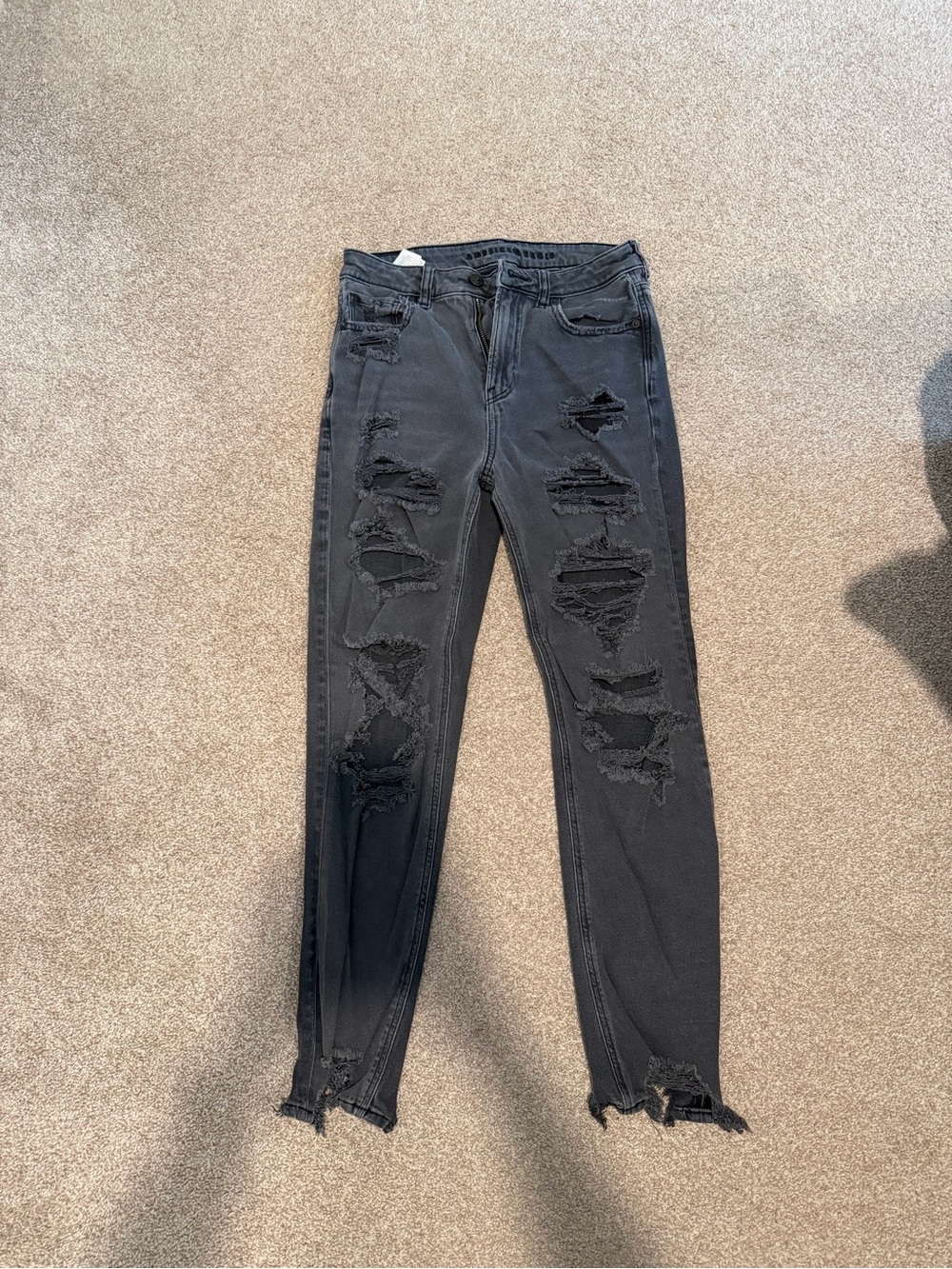 American Eagle Outfitters High-Rise Black Distressed Skinny Jeans